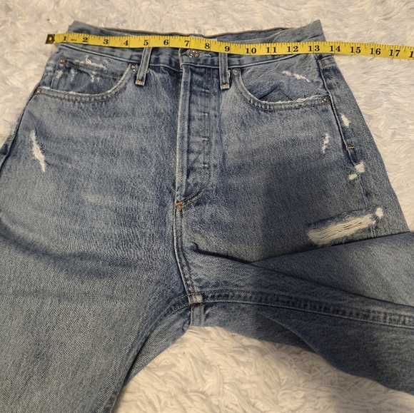 90s AGOLDE Mid Rise Loose Fit Ripped Wide Leg Cotton Jeans Size 23 - Picture 6 of 13